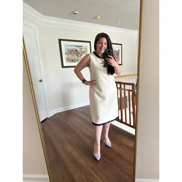 J. CREW Sleeveless Ruffle Trim Shift Dress Size 14 Tall